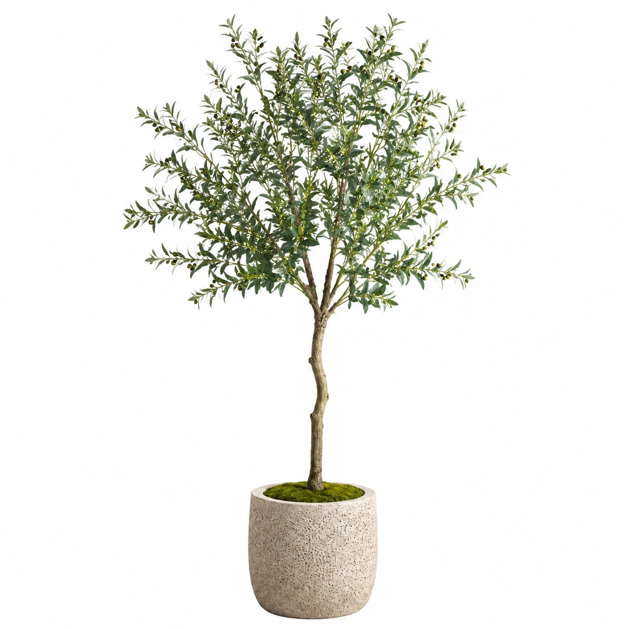 Olivier artificiel 180 cm en plastique vert avec pot décoratif style naturel