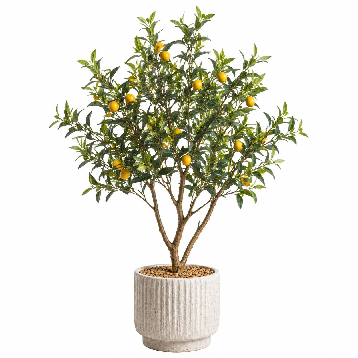 Arbre artificiel citronnier 180 cm en plastique vert et jaune décoratif réaliste