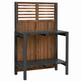 Table de jardinage 100 x 50 x 160 cm en bois marron et noir avec étagères de rangement