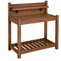 Table de jardinage 120 x 60 x 170 cm en bois marron avec étagère et rangement