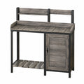 Table de jardinage 120 x 50 x 170 cm en bois gris et acier noir avec rangement style industriel
