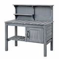 Table de jardinage 120 x 55 x 150 cm en bois gris avec étagères et rangement