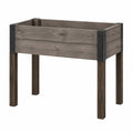 Jardinière surélevée 100 x 50 x 80 cm en bois gris foncé avec renforts métalliques pour extérieur