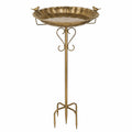 Bain d'oiseaux sur pied 45 cm en métal doré pour jardin style décoratif
