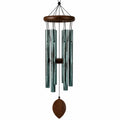 Carillon éolien 90 cm en métal et bois vert brun pour décoration extérieure rustique