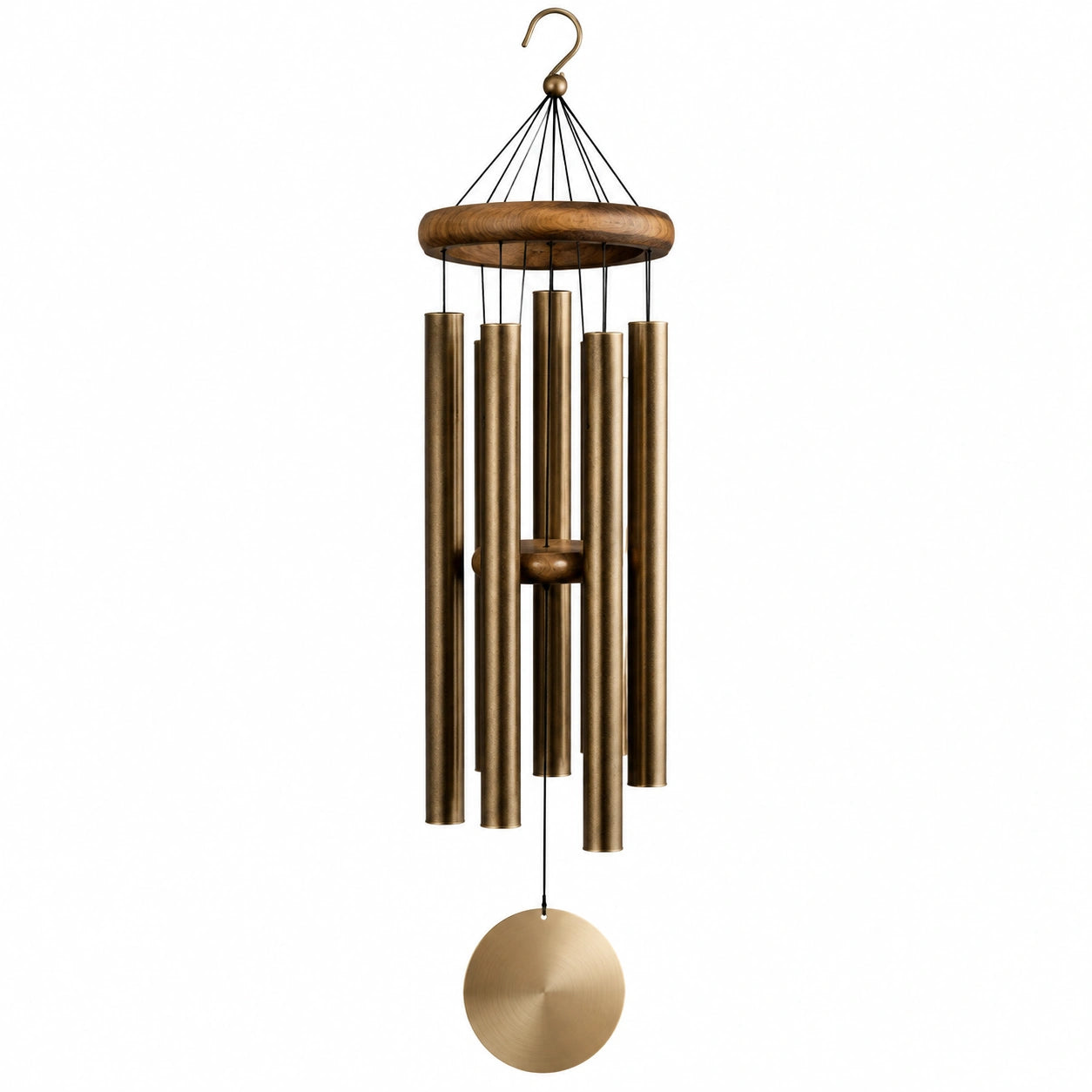 Carillon à vent suspendu 85 cm en métal et bois bronze style classique