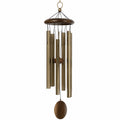 Carillon à vent 100 cm en métal doré et bois - suspension décorative à tubes sonores