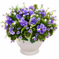 Plante artificielle en pot 45 cm fleurs violettes blanches feuillage vert décoration intérieure