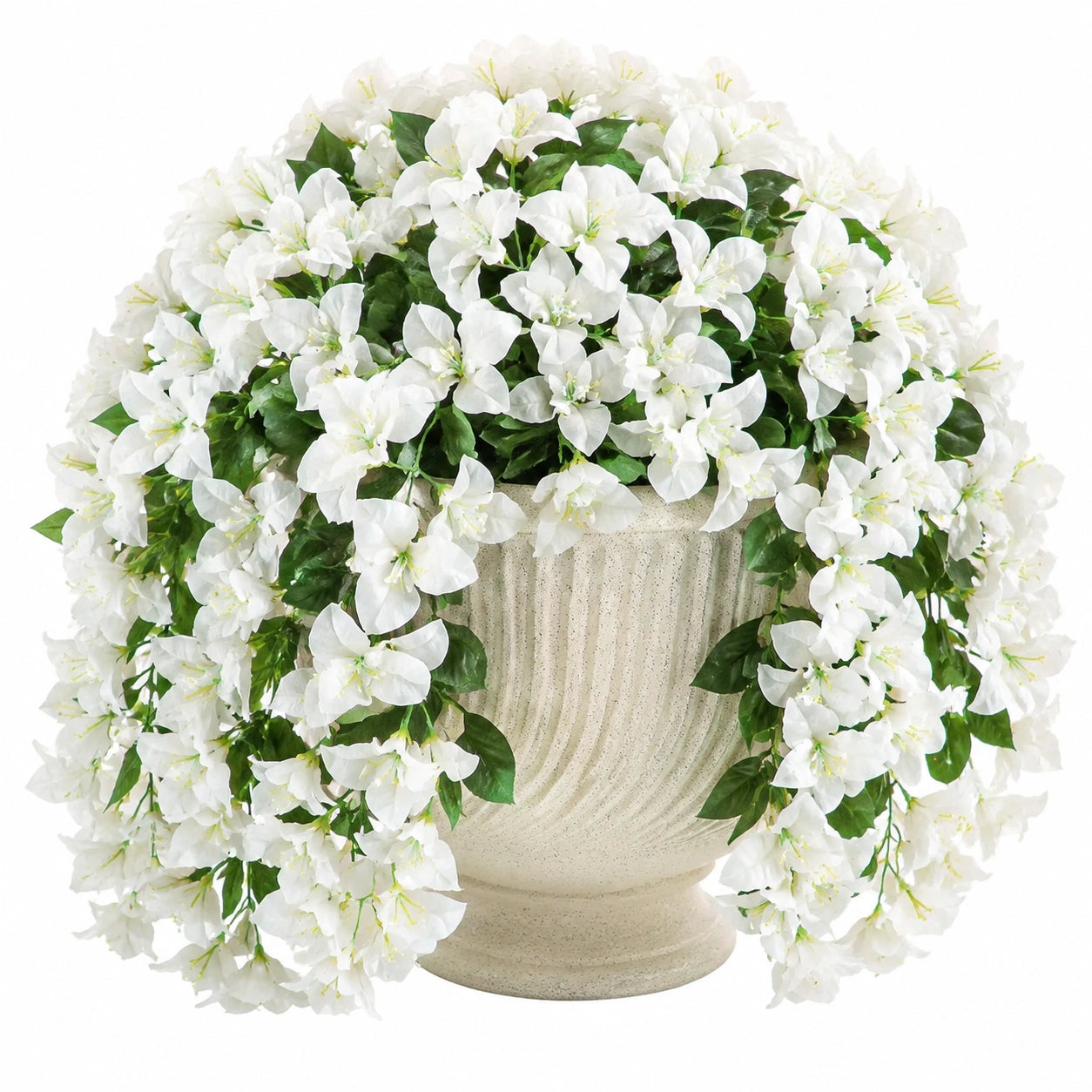 Plante artificielle en pot 65 cm fleurs blanches feuillage vert décorative