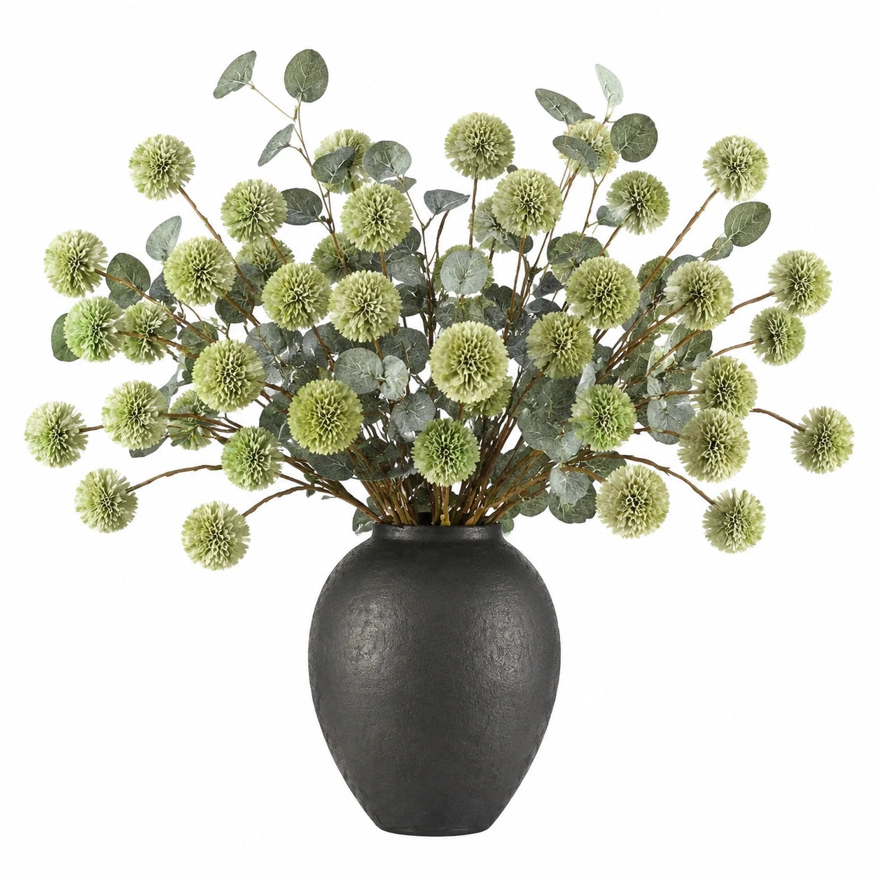Plante artificielle en pot 110 cm fleurs vert clair feuillage vert style décoratif