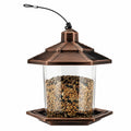 Mangeoire à oiseaux suspendue 24 cm en métal cuivre et plastique transparent style classique