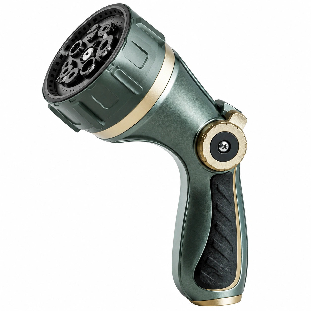 Pistolet d'arrosage 20 cm en plastique vert avec poignée antidérapante et jets réglables