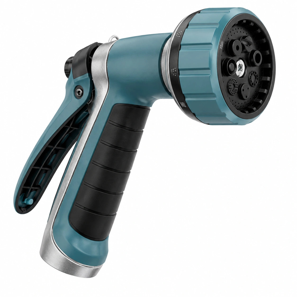Pistolet d'arrosage 20 x 15 cm en plastique bleu et noir à jets réglables pour jardin