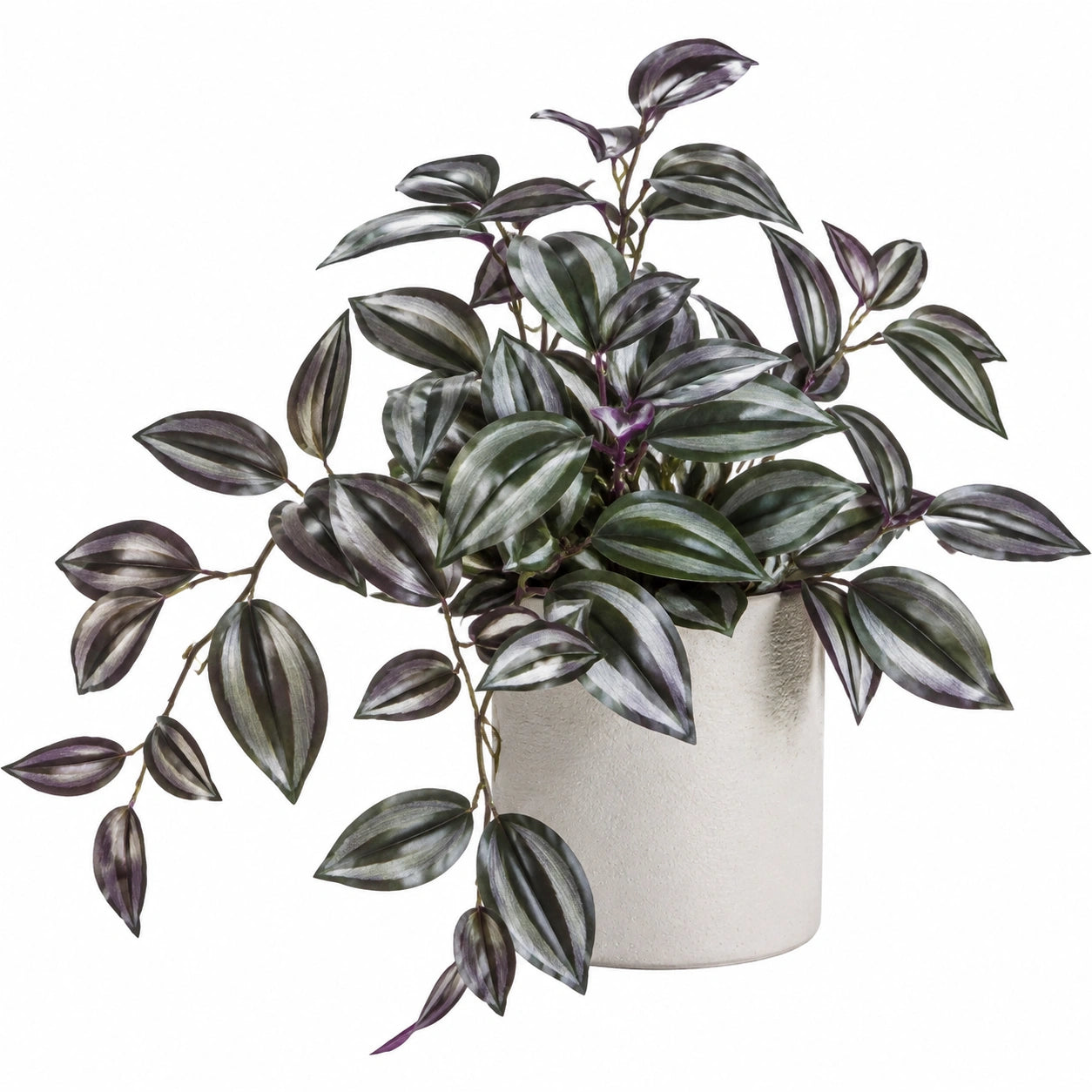 Plante verte artificielle en pot 55 cm feuillage vert violet décoratif